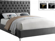 IF-5640 Grey Velvet Bed with Chrome or Gold Legs
