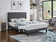 IF-5361 Grey PU Bed with Vertical Tufting – Includes Mattress Support