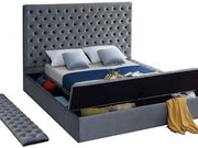 IF-5790 Grey Velvet Fabric Platform Bed – Includes Mattress Support