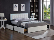 IF-5402 Soft White PU Bed - No Box Spring Required: