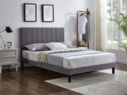IF-5363 Grey Fabric Bed with Vertical Tufting – Includes Mattress Support