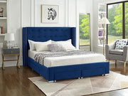 IF-5321 Blue Velvet Fabric Includes Mattress Support