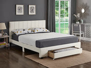 IF-5482 White PU Bed Includes Mattress Support