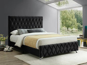 IF-5671 Black Velvet Bed Includes Mattress Support