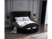 IF-5773 Black Velvet Upholstered Bed with Mattress Support