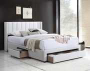 IF-5331 Platform Bed – Includes Mattress Support, Cream Velvet Queen/King
