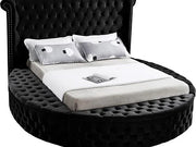 IF-5773 Black Velvet Upholstered Bed with Mattress Support