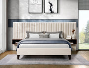 IF-5561 Platform Bed – Includes Mattress Support, Cream Velvet Queen/King