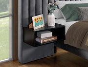 IF-5560 Platform Bed – Includes Mattress Support, Grey Velvet Queen/King