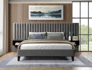IF-5560 Platform Bed – Includes Mattress Support, Grey Velvet Queen/King