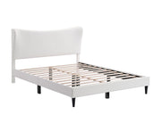 IF-5585 Platform Bed – Includes Mattress Support, Cream Velvet Queen/King