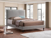 IF-5570 Grey Velvet Fabric Bed - No Box Spring Required: