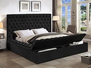 IF-5793 Black Velvet Upholstered Bed with Mattress Support