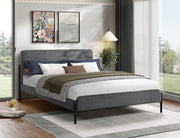 IF-5587 Platform Bed – Includes Mattress Support, Grey Corduroy Queen/King