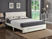 IF-5482 White PU Bed Includes Mattress Support