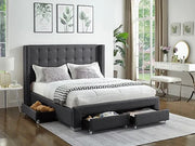 IF-5327 Grey Fabric Upholstered Bed with Mattress Support