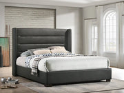 IF-5242 Grey PU Wing Bed Includes Mattress Support