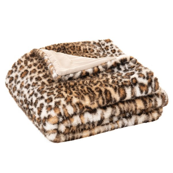 Cheetah brown faux fur throw