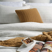 Corey Ivory & Grey Charcoal Striped Quilt – 100% Cotton