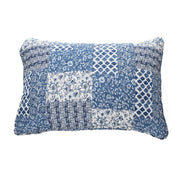Donalda blue and ivory patchwork quilt pillow sham