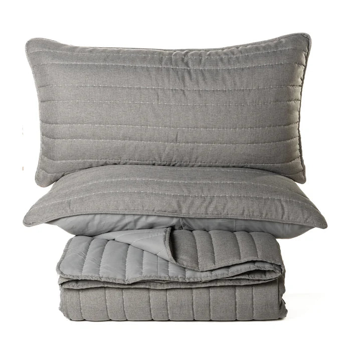 Dumpling grey stitched quilt