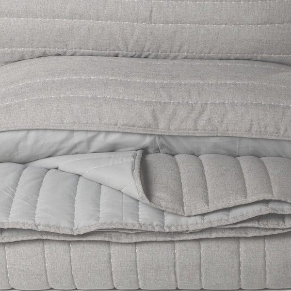 Dumpling Grey Stitched Quilt – Front 100% Polyester, Back 100% Microfiber