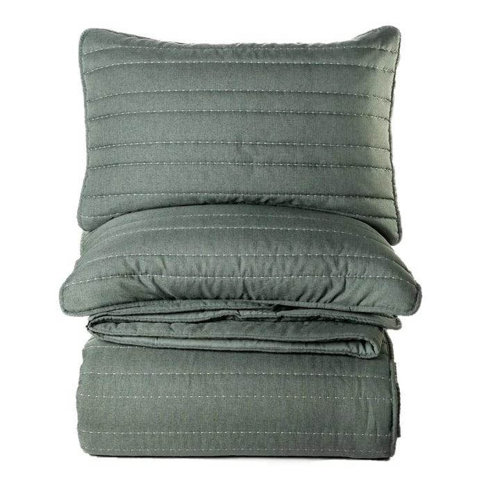 Dumpling green stitched quilt – 100% polyester front and microfiber back – soft cozy bedding by Bed & Bath Home Decor
