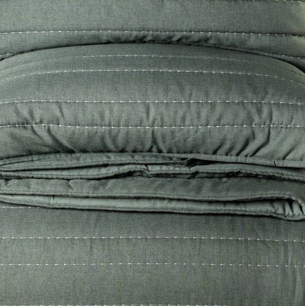 Close-up of Dumpling green stitched quilt pattern – lightweight polyester quilt for bedroom Canada
