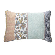 Kombucha printed quilt pillow sham in aqua, navy and dusty rose