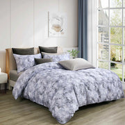 Marais duvet cover set in grey-lilac with delicate floral pattern, 300 thread count cotton sateen