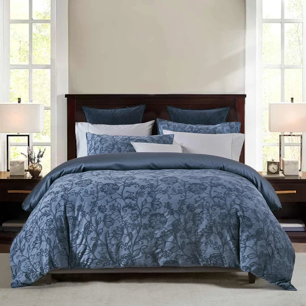 Main photo: Matrice Blue 100% cotton duvet cover set
