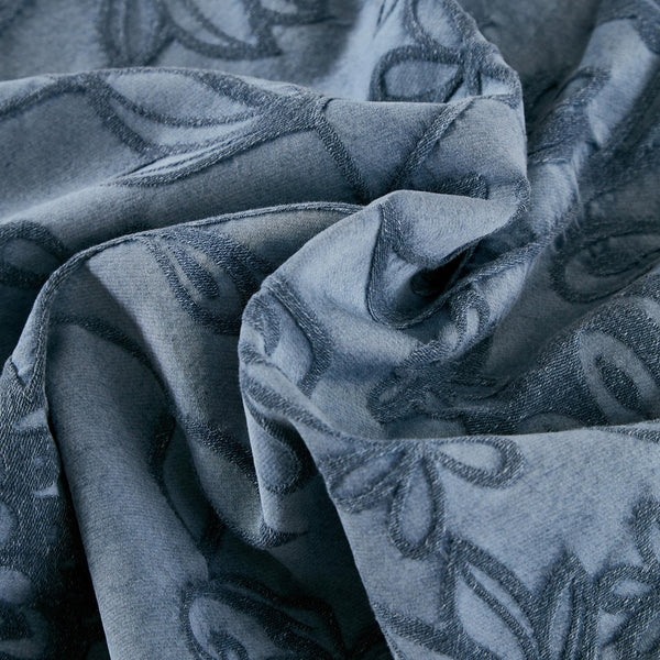 Fabric detail: Close-up of Matrice Blue cotton jacquard fabric