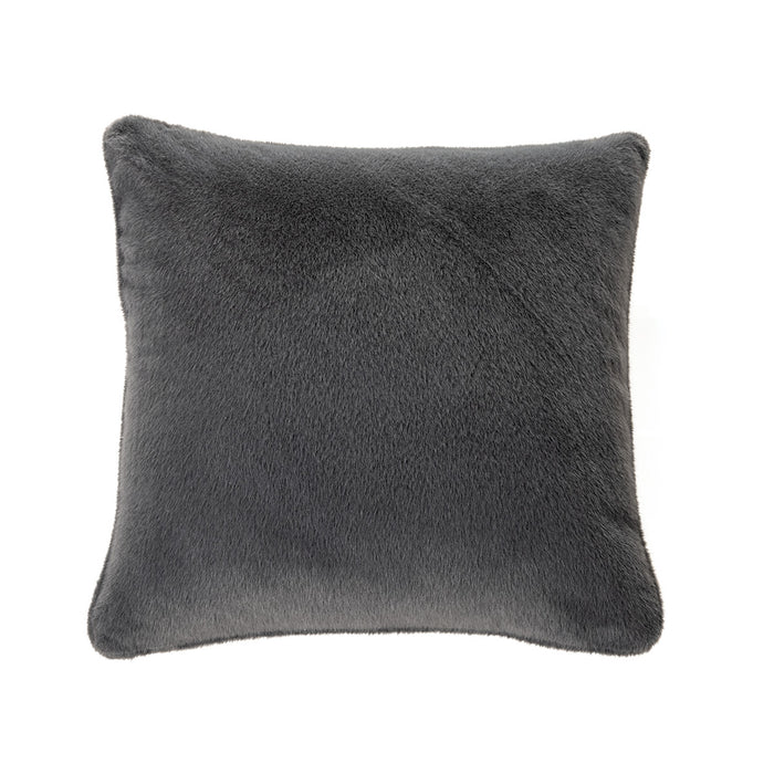 CHARCOAL Brunelli European Faux Fur Polux Pillow in Charcoal - 26x26 inches, 100% polyester cover with microfiber filling