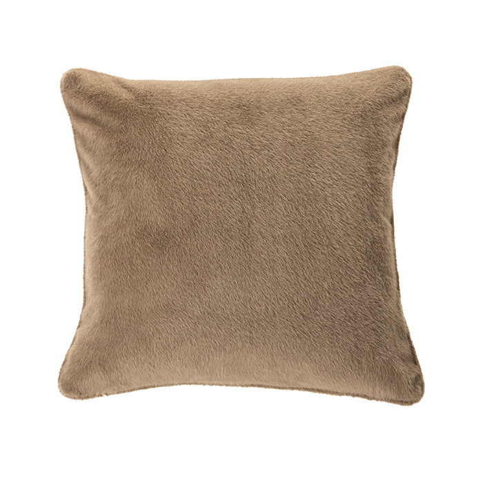TAUPE Brunelli European Faux Fur Polux Pillow in Taupe - 26x26 inches, 100% polyester cover with microfiber filling