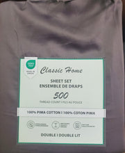 Pima 100% cotton 500TC sheet set DARK GREY DOUBLE