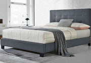 Upholstered Platform Bed – No Box Spring Required, Queen/King D GREY